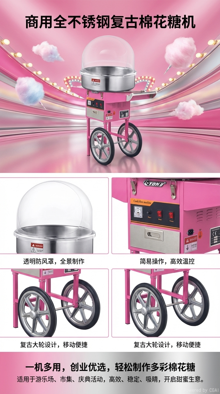 粉色棉花糖机糖果机械独立包装棉花糖机器新款详情1