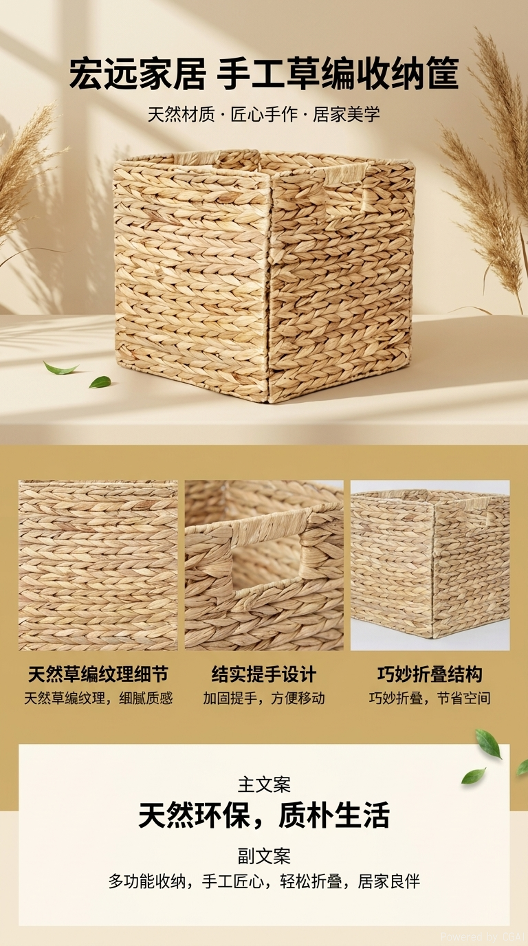 防藤编编织收纳篮置物篮脏衣篓收纳筐大容量家用收纳篮140113524详情1