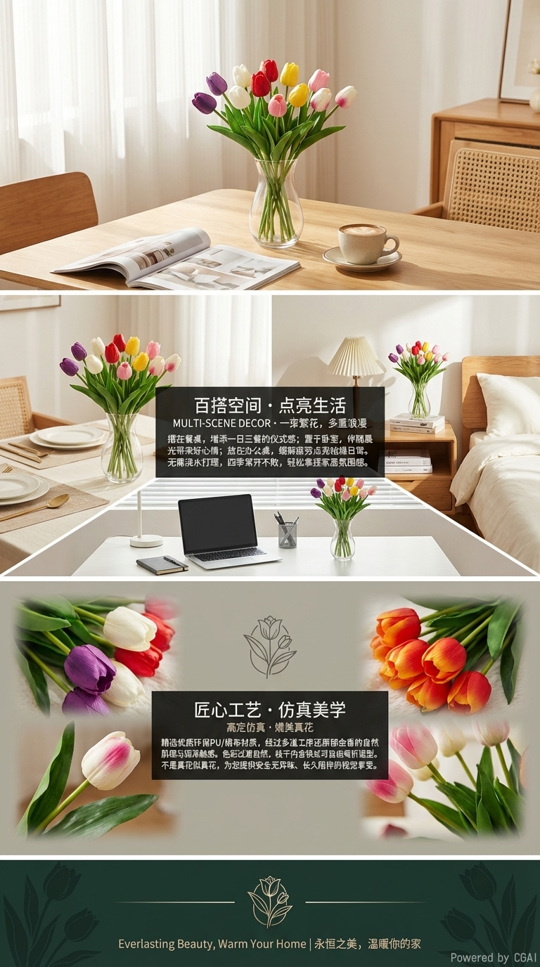 彩色郁金香花束夏威夷花环鲜花插花泥永生花绣球花艺制品详情3