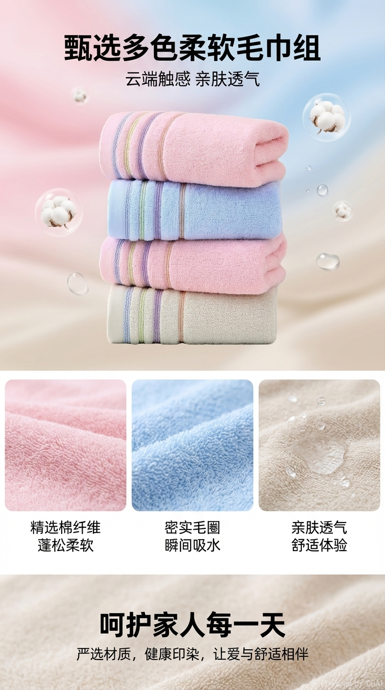 日本今治全棉毛巾浴巾180g 柔软吸水蓬松透气大尺寸详情1