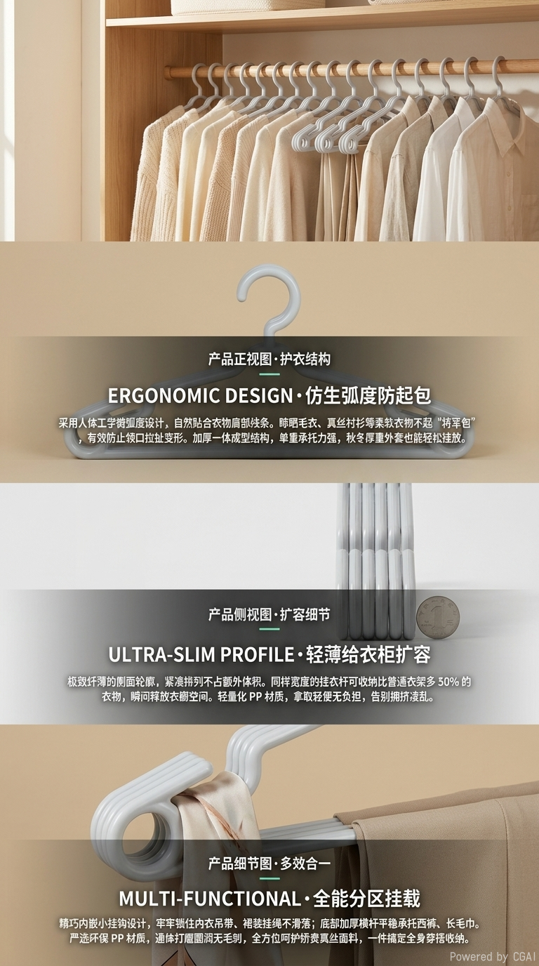 简约时尚衣架家用防滑塑料晾衣架大号加粗结实耐用详情1