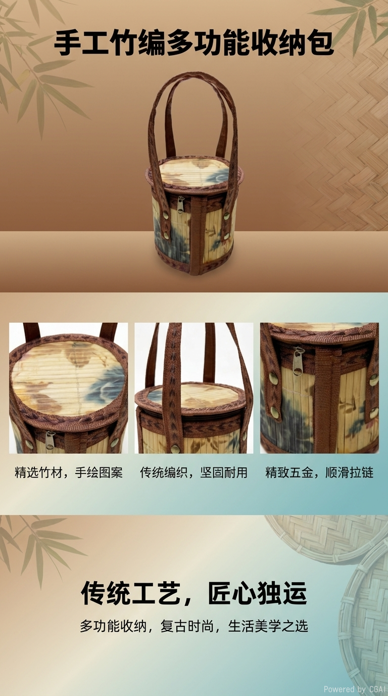 水果竹篮礼品篮礼篮鲜花包装编筐篮编织篮伴手礼竹编篮喜糖日常收纳篮家居美学礼篮送餐篮可折叠省空间有盖双把手提篮详情1