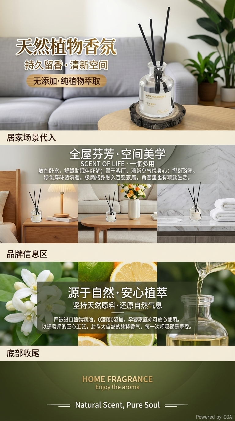 天然植物萃取酒店香薰家用香氛卫生间除臭去异味卧室香水持久留香详情3