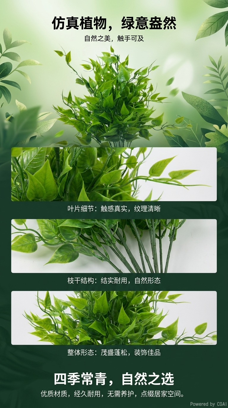 仿真18头单叉桃叶水草塑料假花植物墙DIY装饰工艺仿真绿植水草仿真绿植仿真绿植现货补柜详情1