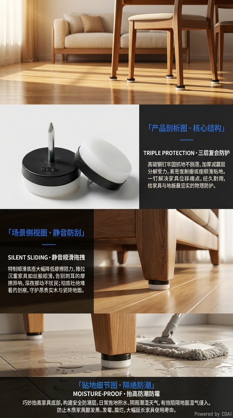 防滑防刮静音防潮家具脚保护神器家具脚保护垫详情2