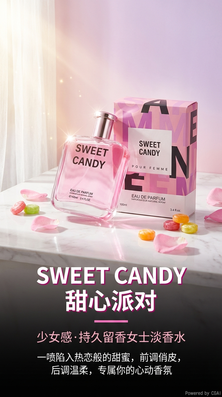 Sweet Candy香水瓶包装盒网红爆炸惊喜盒化妆品玻璃瓶矿泉水彩妆拉菲草元素详情1