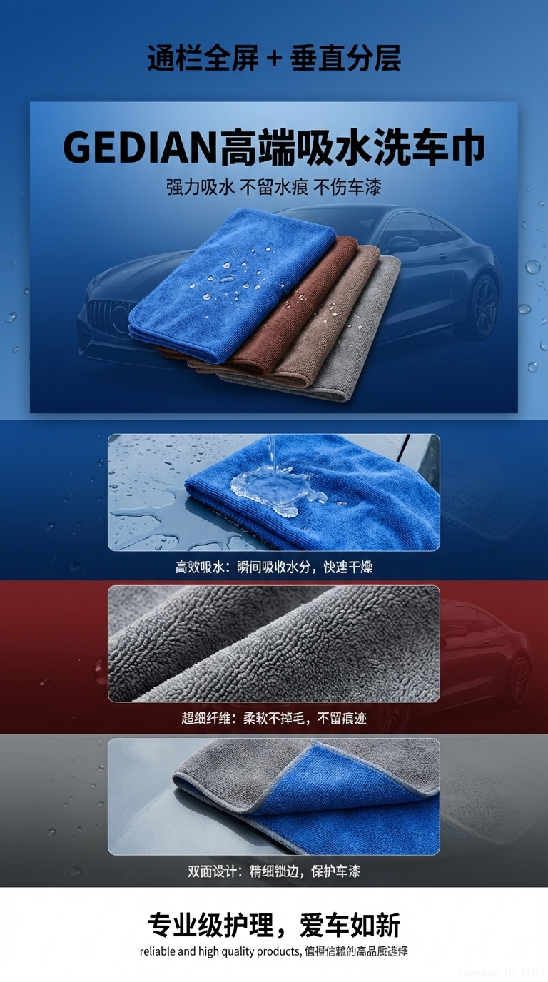 小辫子加厚吸水珊瑚绒擦车巾洗车毛巾大容量详情1