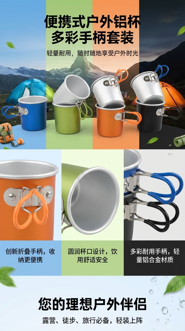 户外野营水杯折叠马克杯便携休闲咖啡杯露营茶杯铝合金啤酒杯口杯详情1