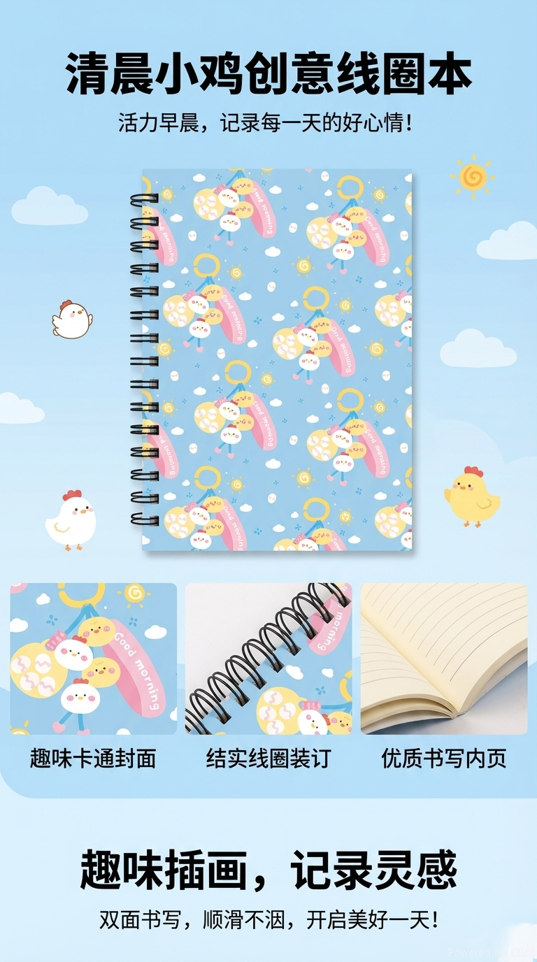 Бумажная бумага ист-лейк а5, мягкая, пушистая курица с воздушным шаром, голубая свежевыжатая записная книжка pic 1