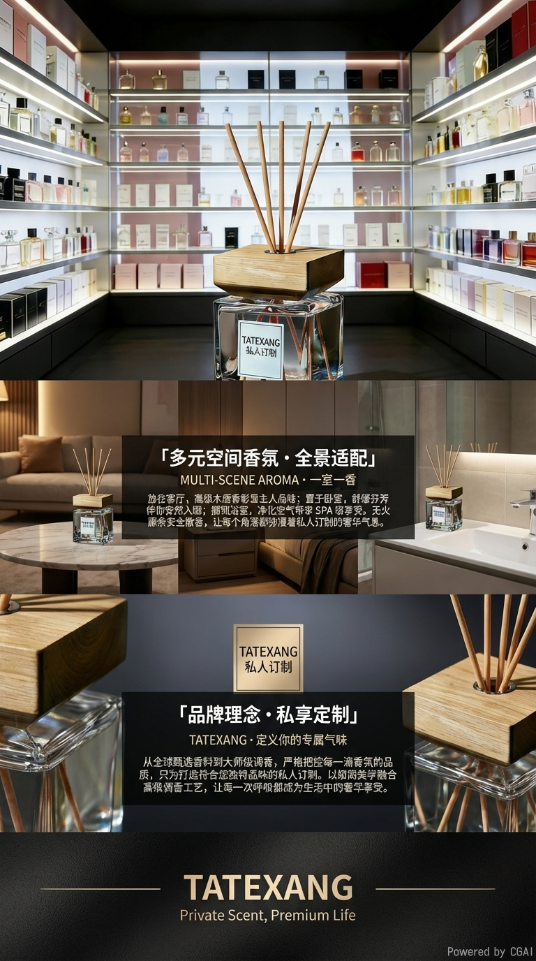 TATEXANG's high-end private customization personalized diffuser glass bottle with wooden cap, essential oil aroma diffuser pic 11