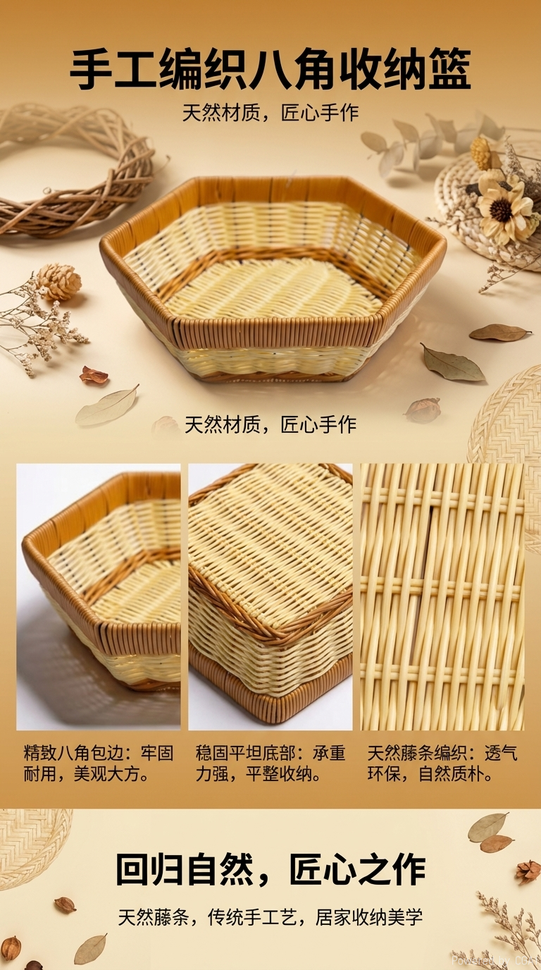 面包篮水果篮塑料编织篮子收纳篮遥控器杂物收纳篮商超包装篮六角形篮子详情1