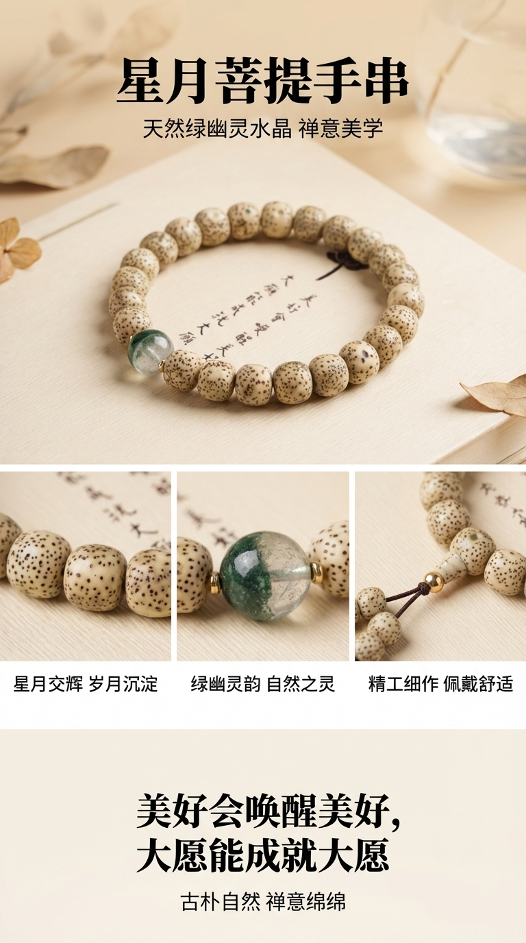 星月菩提桶珠8mm*9mm隔水晶珠子女款手串详情1