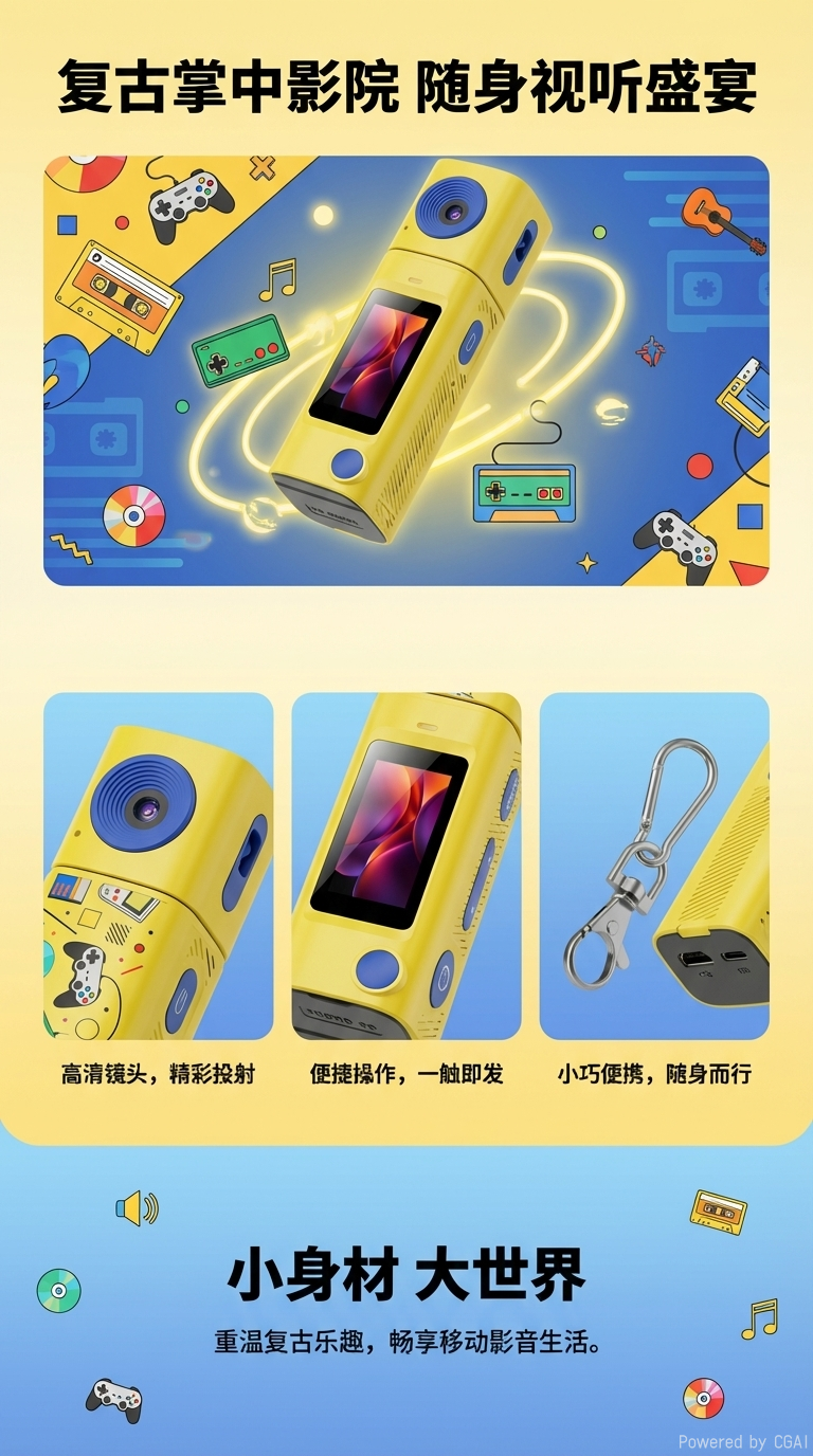 便携式儿童摄像机黄色款详情1