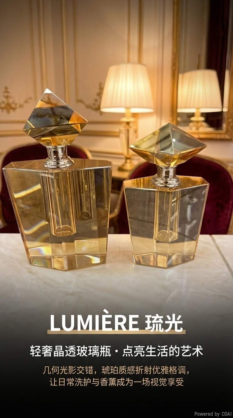 • 闪耀多面体瓶盖 六边形棱柱浅金香水瓶 - 高端时尚单品详情3