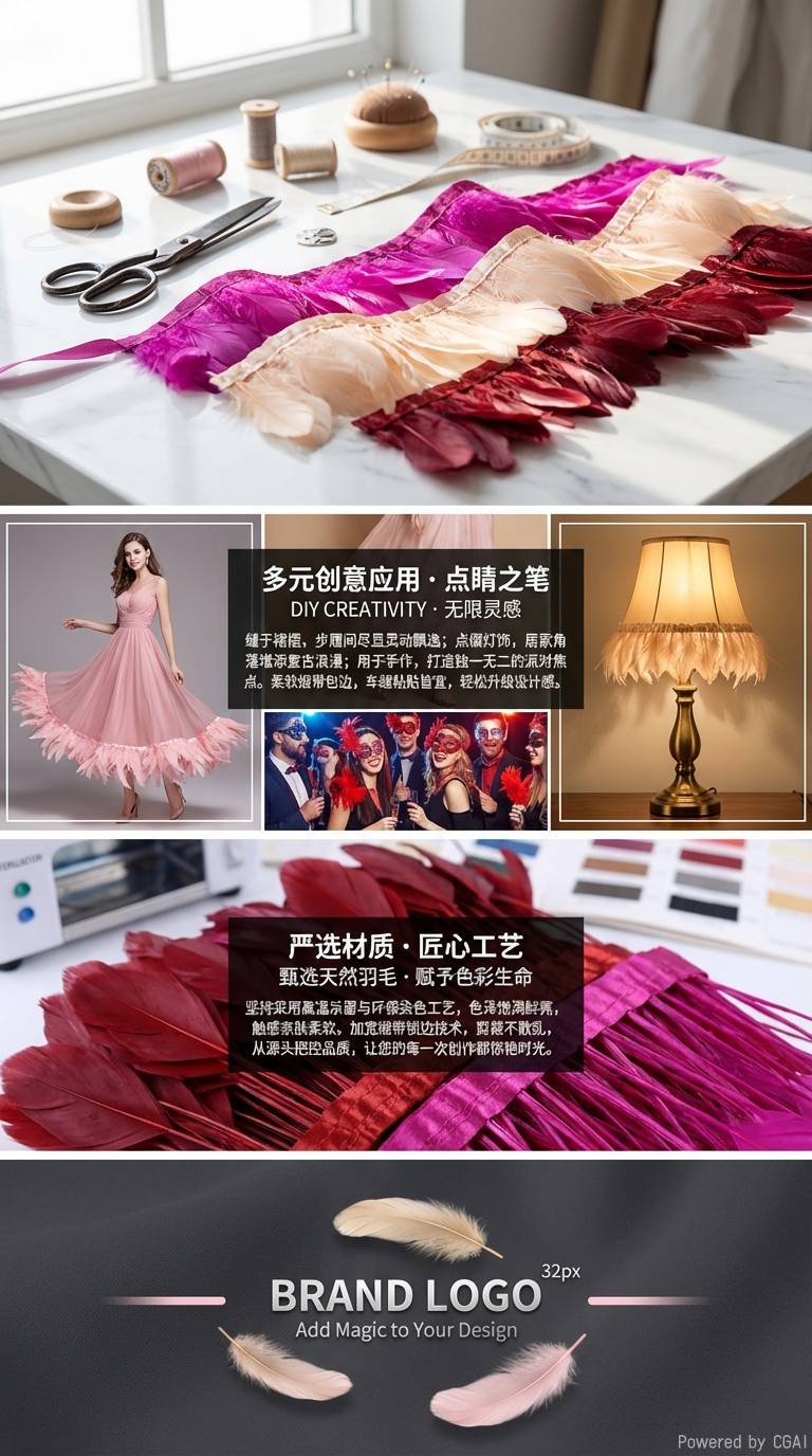 撕头鸡毛布边/羽毛布带diy羽毛裙边舞会服装辅料详情3