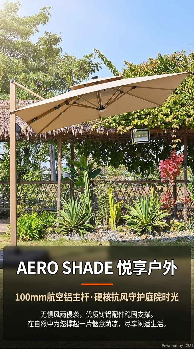 星辰户外摆摊遮阳伞庭院伞商用太阳伞室外带灯伞别墅花园伞户外罗马伞1详情1