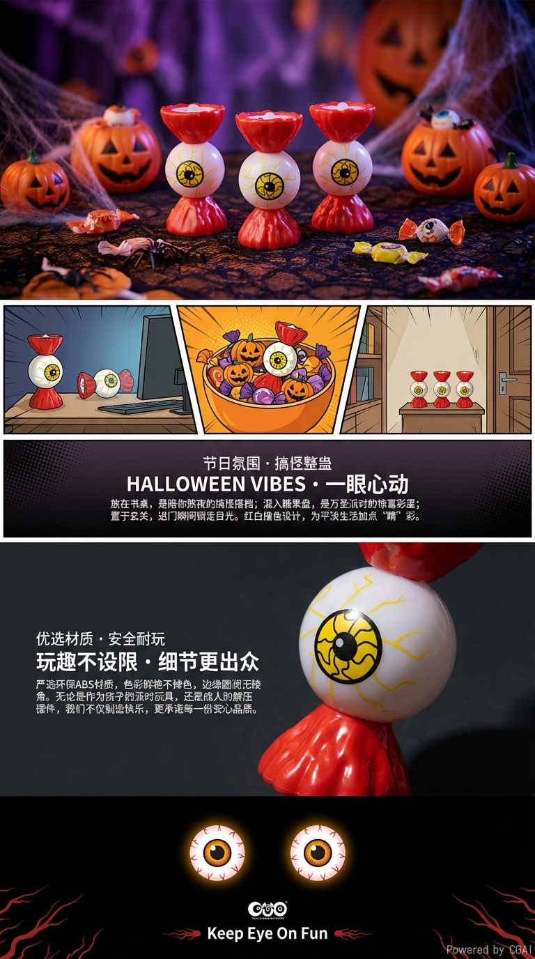 新款万圣节旋转眼球糖果灯详情2
