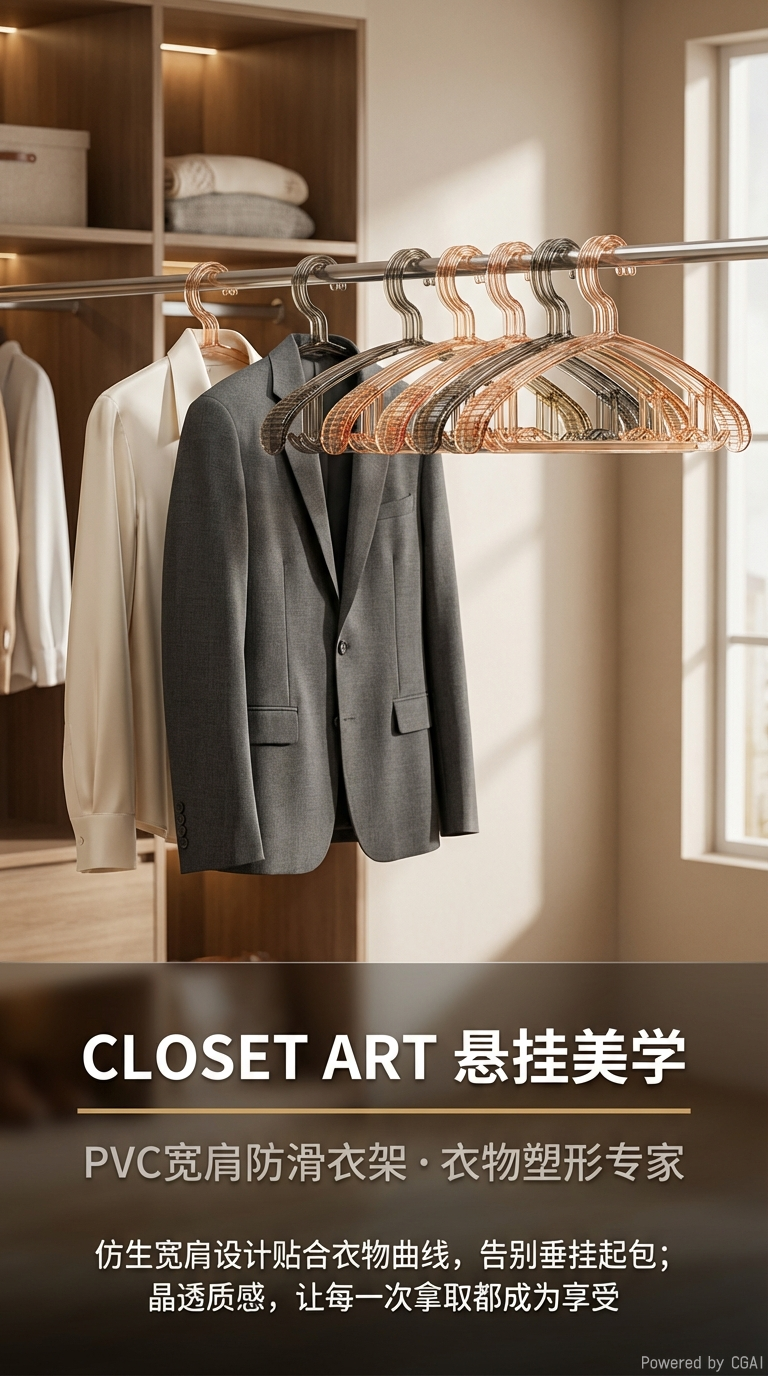 透明宽肩防滑收纳衣架阳台衣帽间干湿两用晾衣架半圆无痕设计详情1