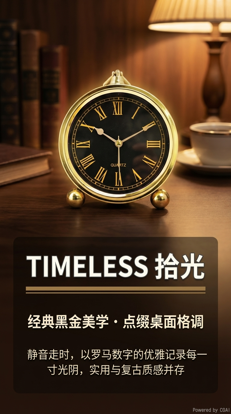 金属5.5寸吊钟罗马数字家饰卧室摆件静音创意礼品时尚简约热销欧美爆款闹钟详情1