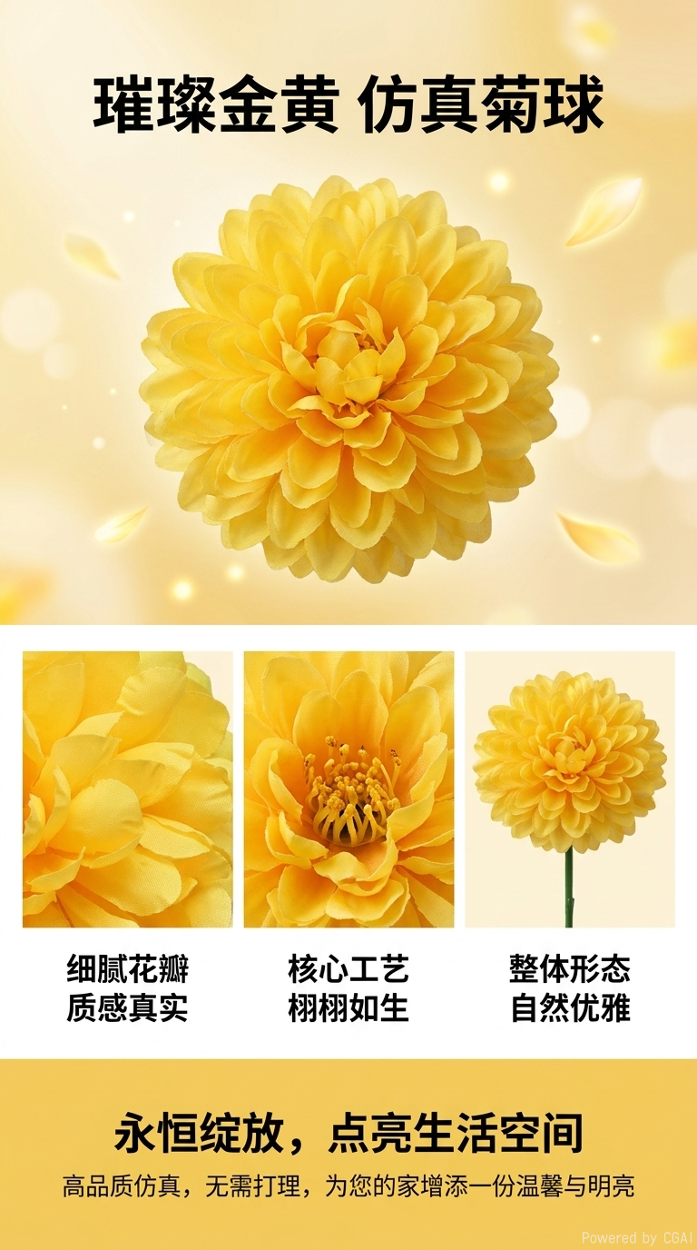 Artificial flowers, decorative flowers, plastic flowers, artificial flowers, handcrafted flowers, materials, home decorations, 7-head plastic flowers, artificial chrysanthemums, silk flowers, Qingming Festival sacrificial items, DIY flower garlands pic 1