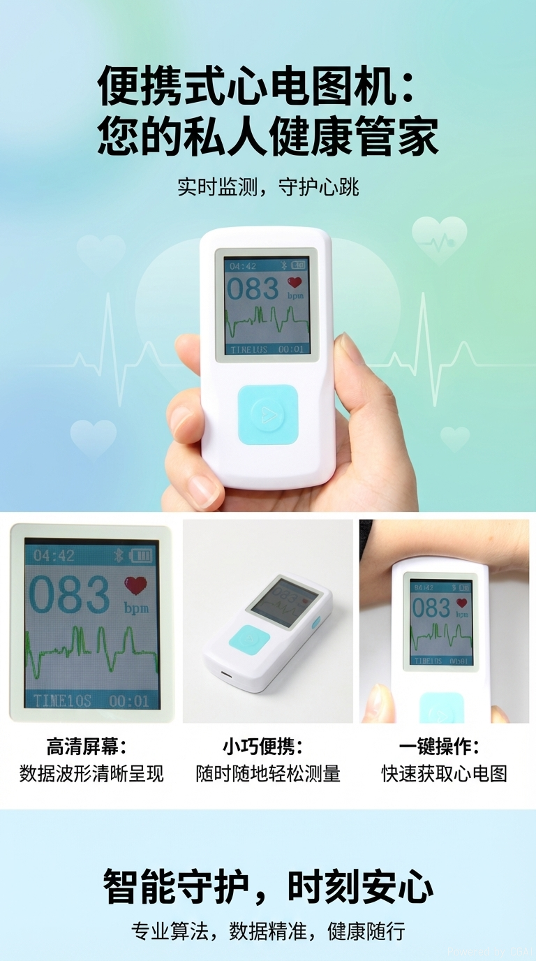 外贸手持式心电图机小型监护记录仪便携式10秒快速心率检测仪详情1