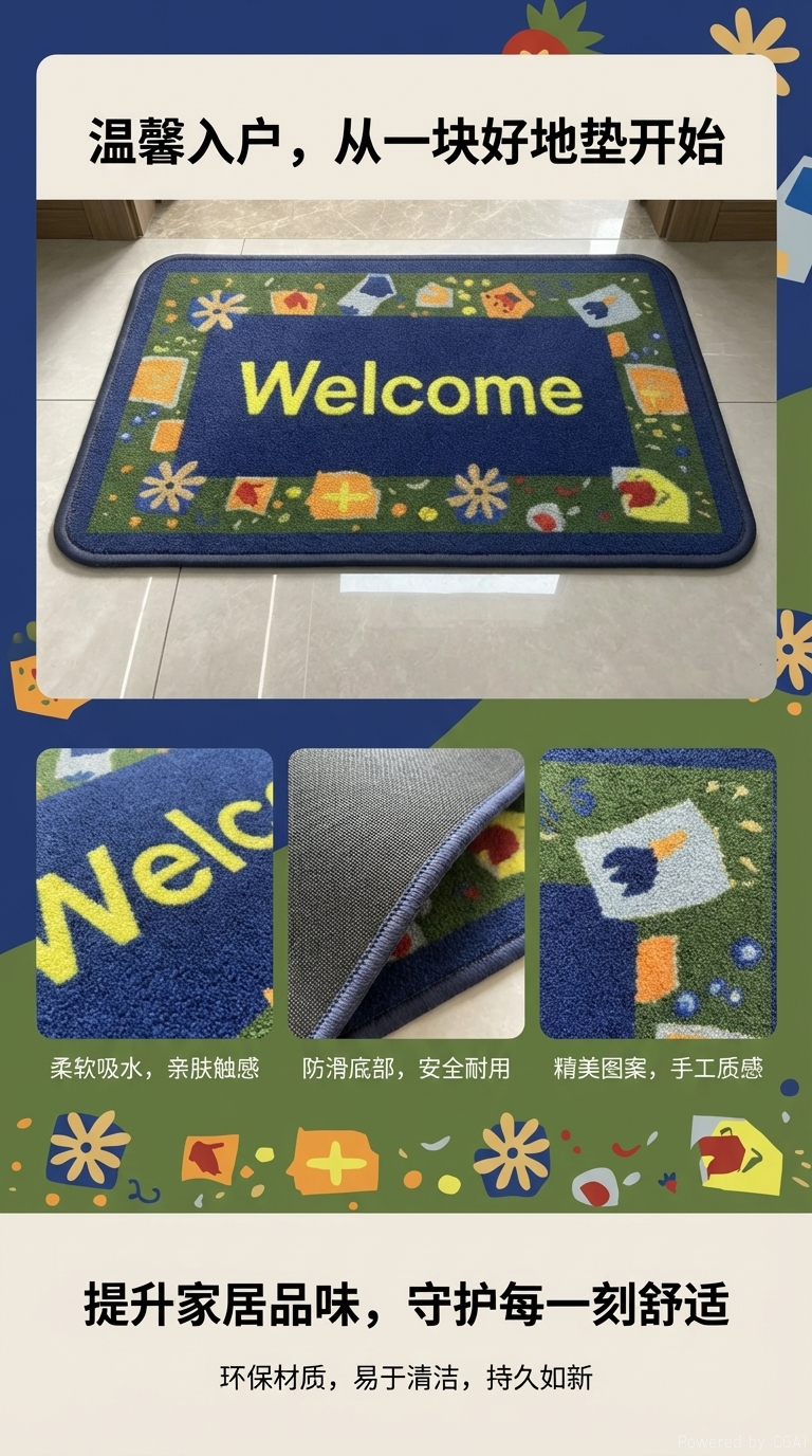 博杰家纺地垫玄关门耐脏易打理门垫家用进门耐磨垫批发详情1