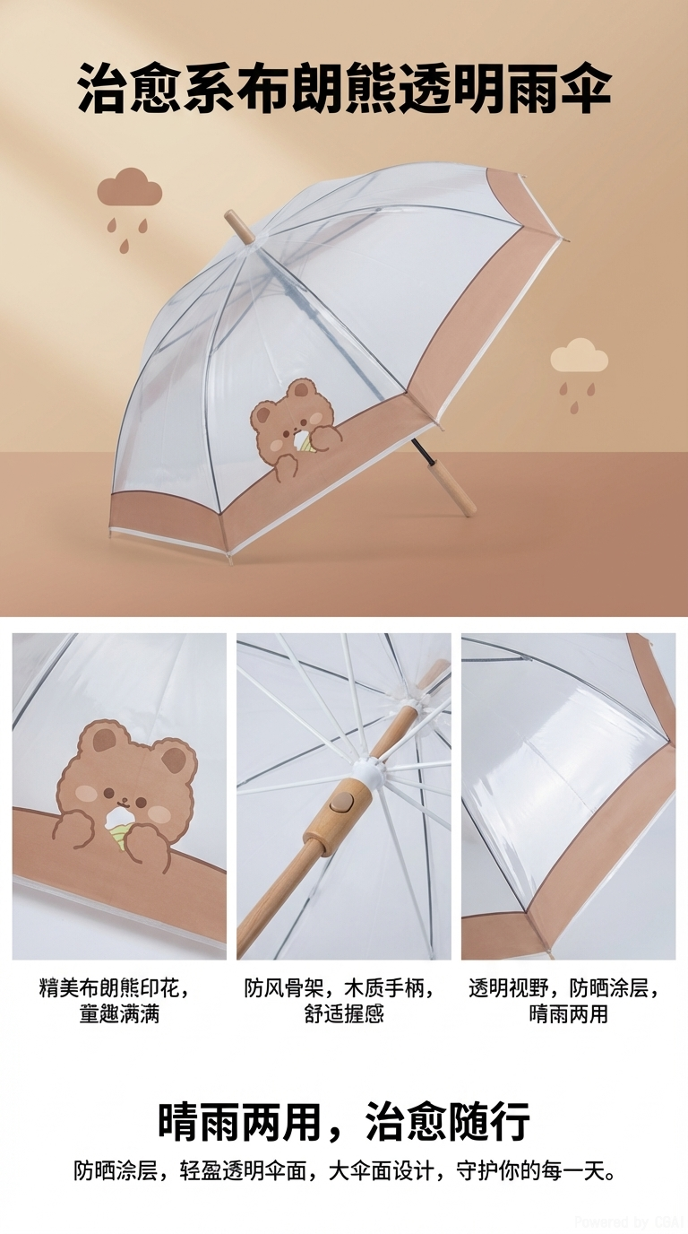 彩色可爱卡通儿童彩色雨伞定制黑胶防晒晴雨两用伞安全儿童伞定制详情1