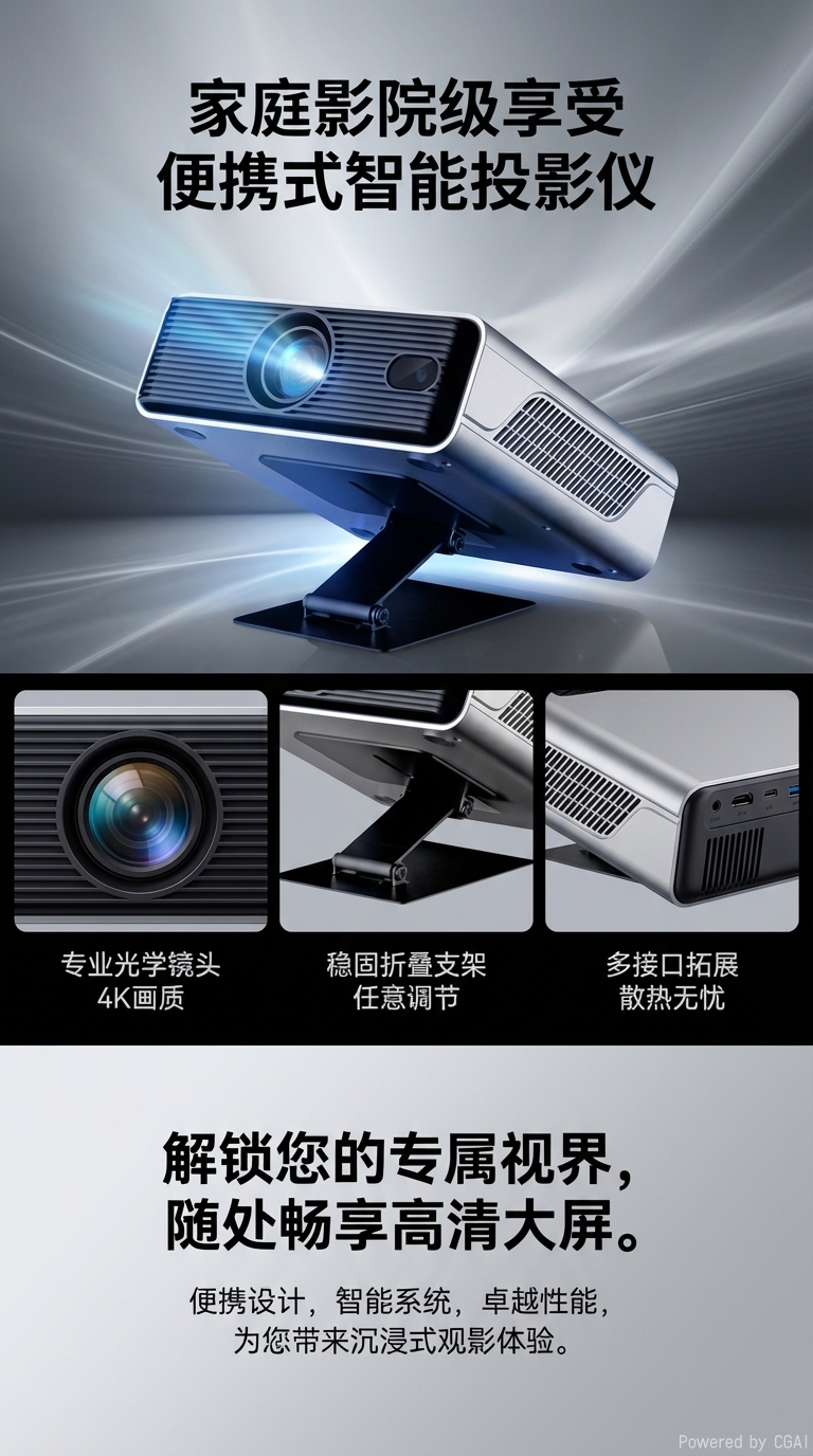HY300户外投影仪安卓系统投影机幕布套装投影详情1