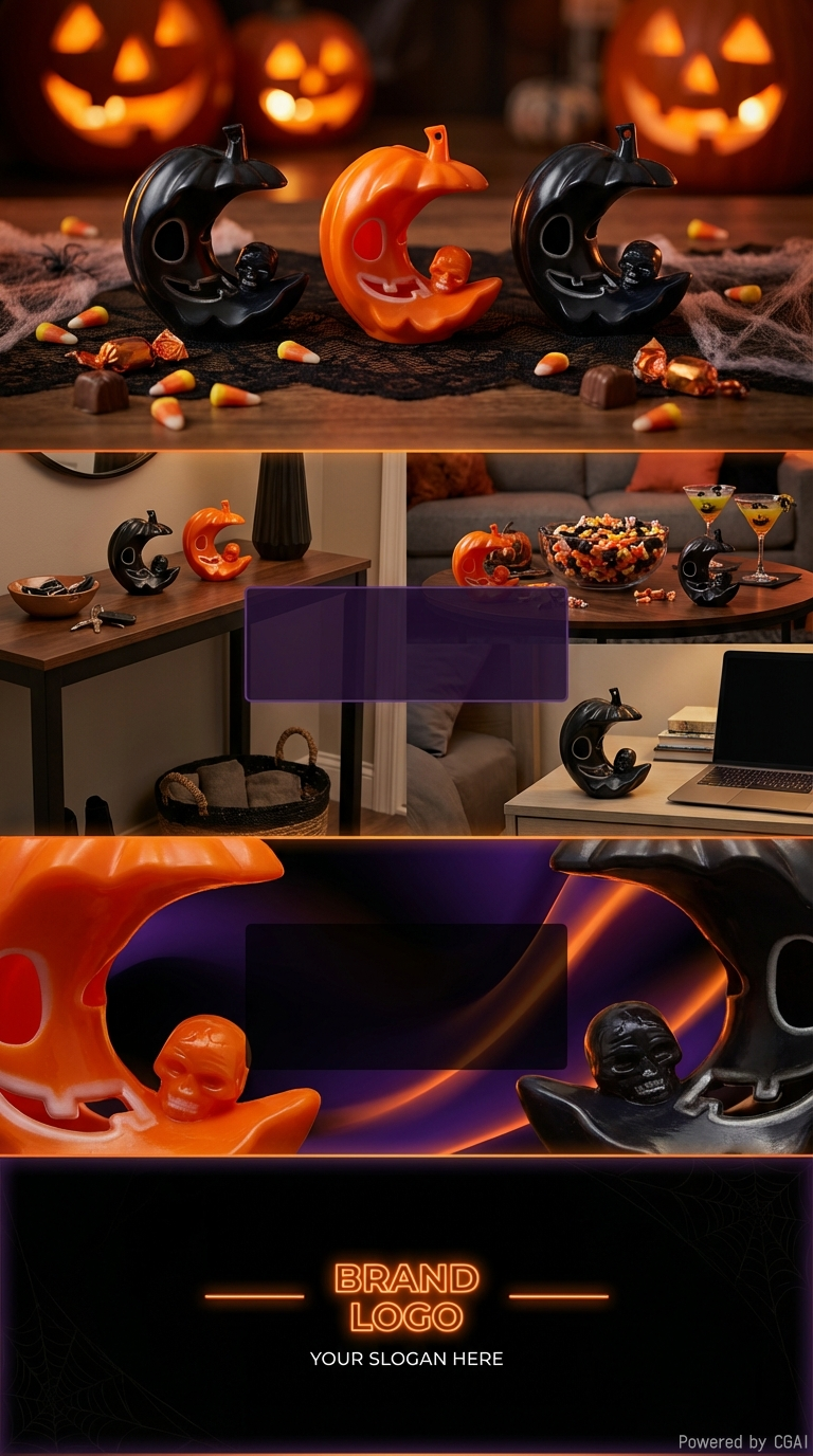 万圣节发光南瓜鬼头月亮鬼脸小夜灯节日派对气氛道具详情3