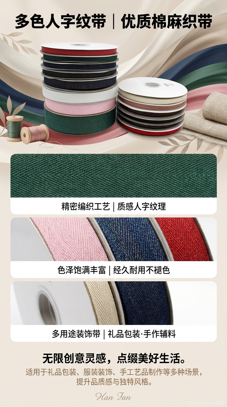 彩色织带卷印字缎带珍珠纹尼龙织带美国纹装饰手工材料50米详情1