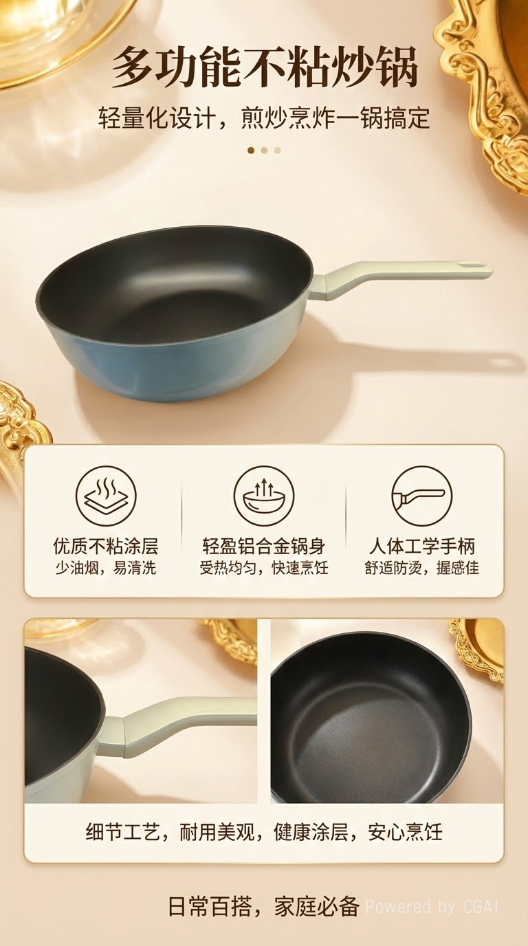 韩国原装进口不粘锅厨房密码钻石涂层不粘炒锅详情1