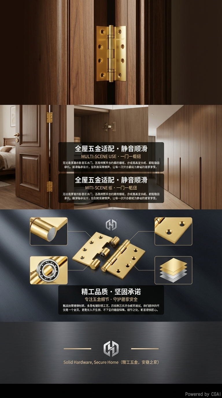 舒赞各色五金家具配件门窗大门衣柜装配合页简易安装详情3