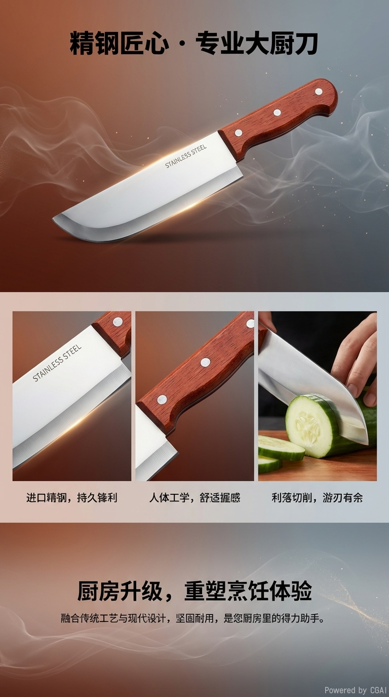 厨师刀不锈钢家用切菜斩骨刀厨房专业刀具耐用锋利141035897详情1