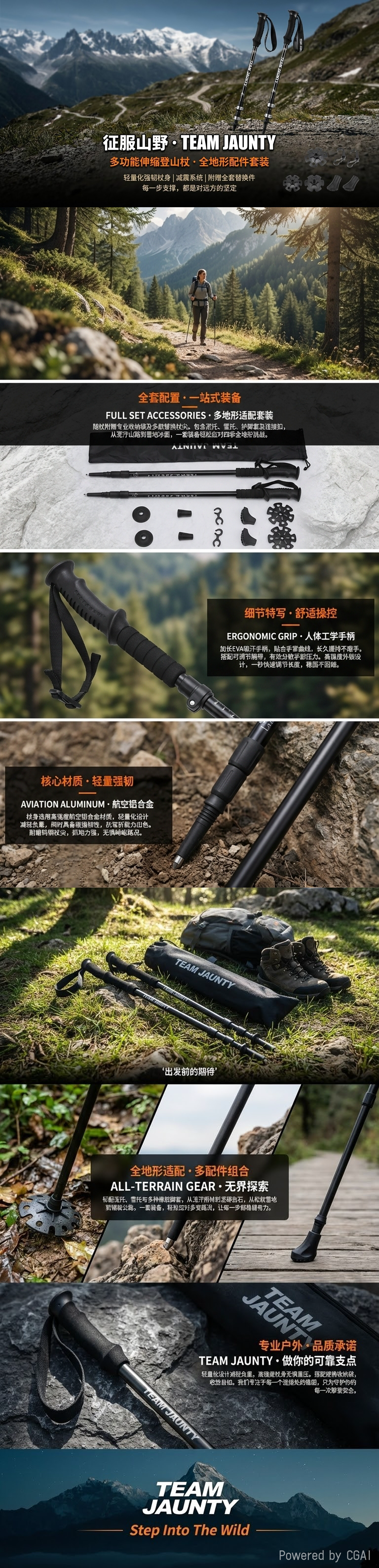 宅攻略登山杖套装登山仗碳纤维3K登山棍户外登山装备详情1