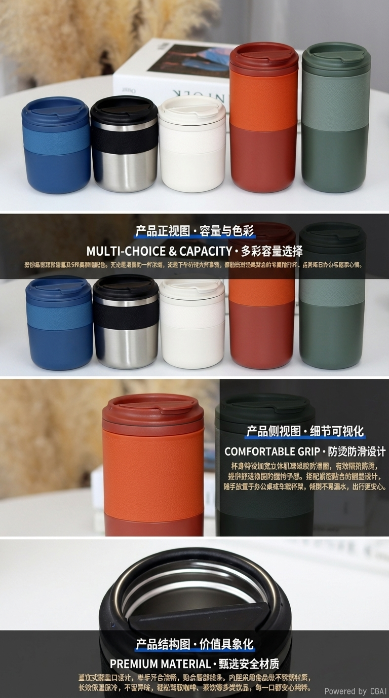 550ML Double Wall Water Flask Custom Vacuum Coffee Hot Cup详情2