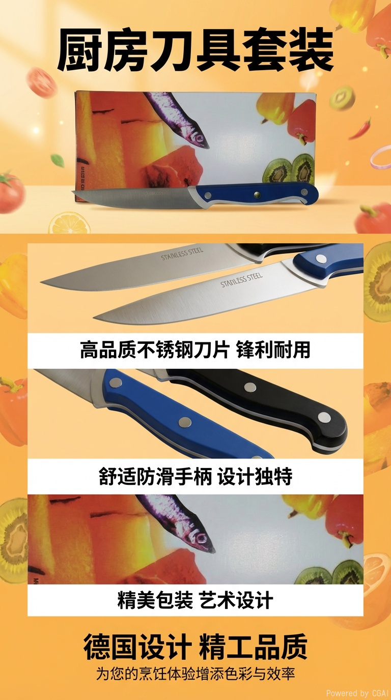 F-5利口水果刀多功能厨房耐用锋利适用蔬果切割水果刀详情1