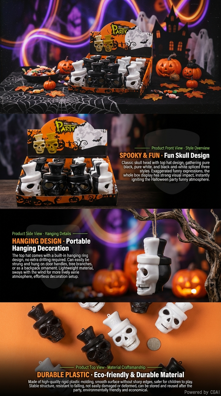 新款万圣节黑白鬼头发光小电子夜灯氛围装饰用品详情2