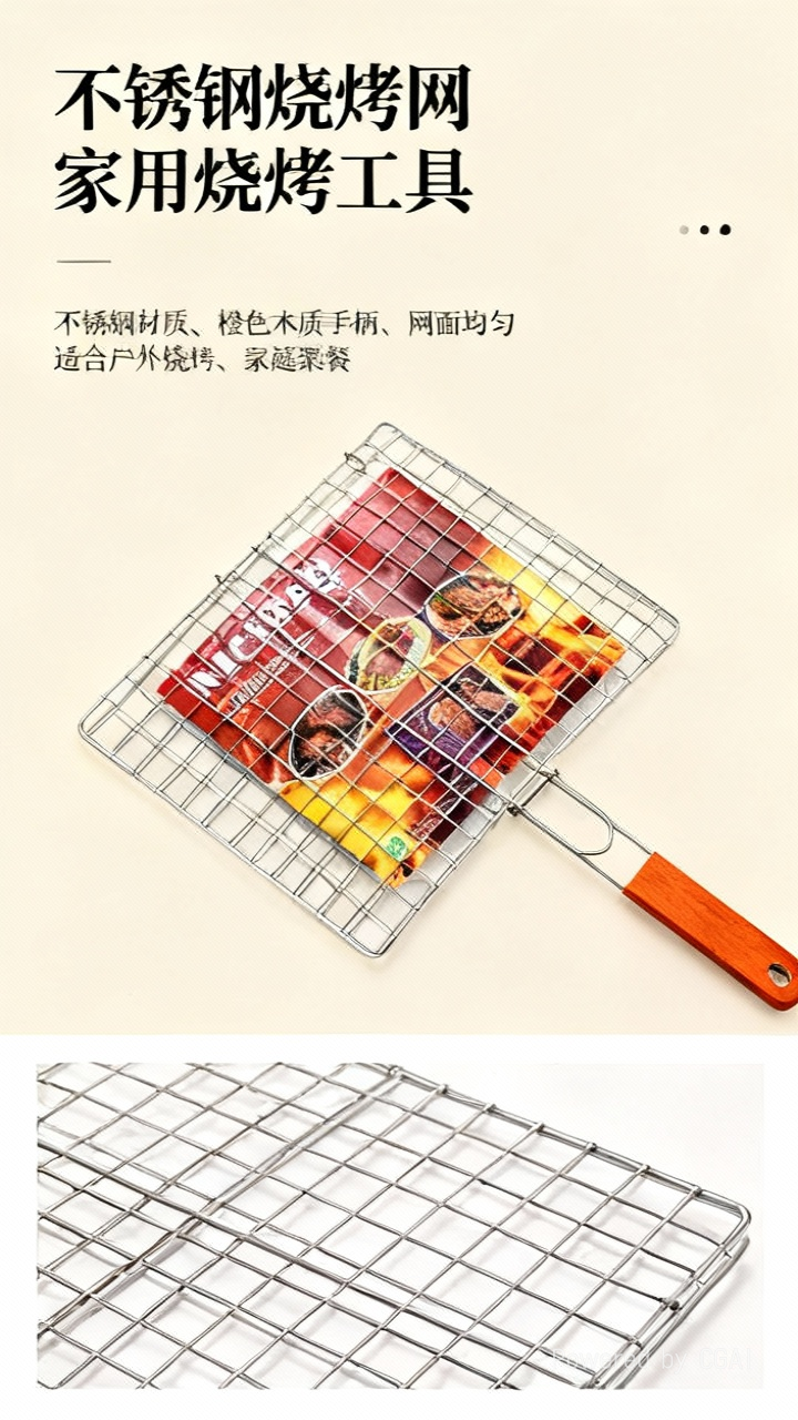 BBQ厂家专供户外用具镀锌夹柄中平板烧烤架详情1