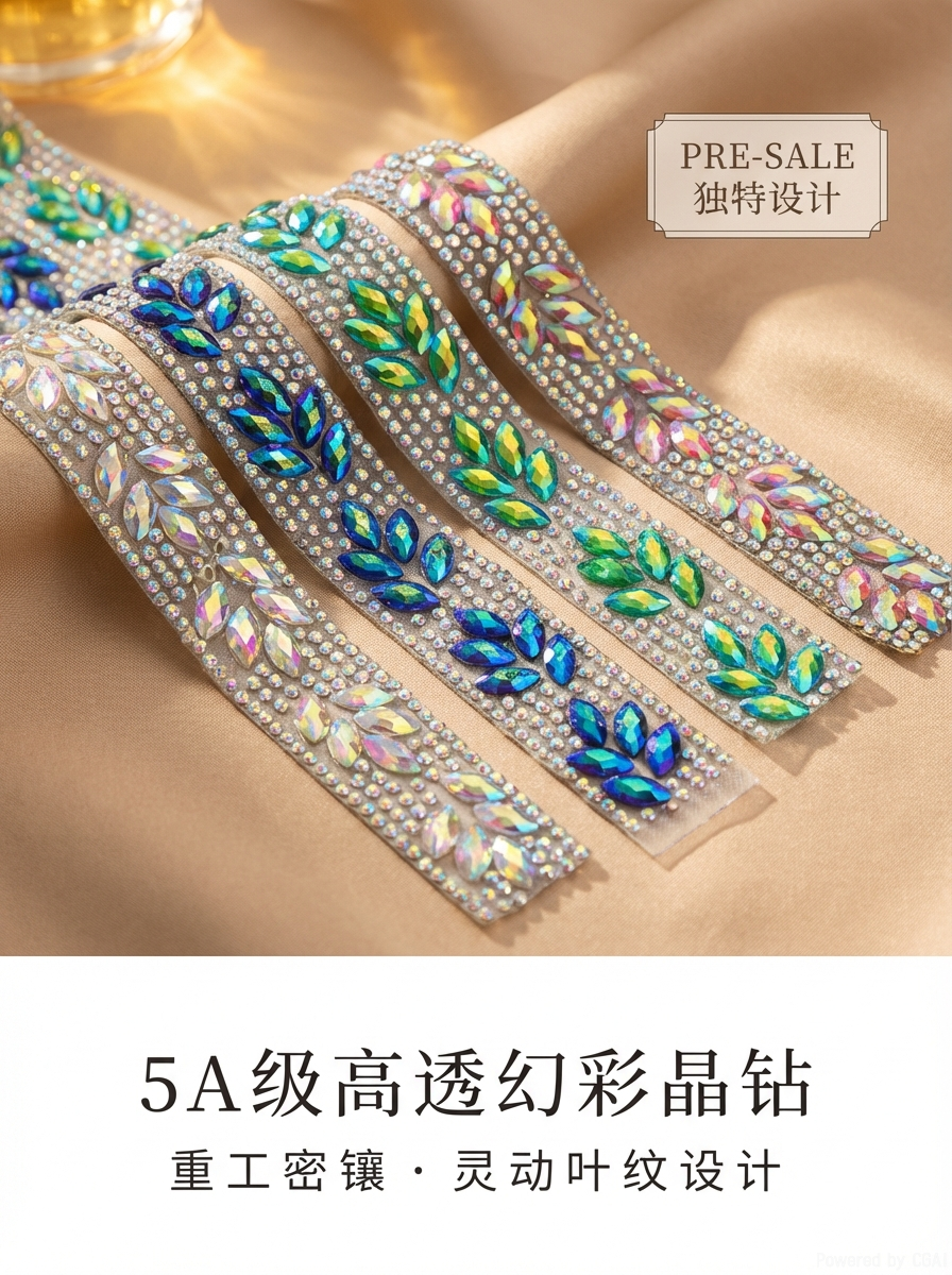 马眼树脂钻水钻链条带背胶烫钻条可烫可胶水粘衣服装饰钻详情2