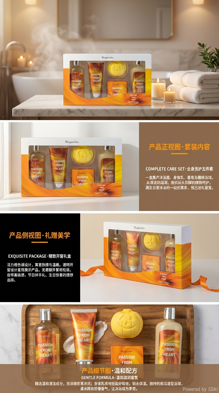 Scented Body Wash gift box set, bubble body wash bathroom products combination, Scented Body wash set, Fresh Fragrance gift set pic 2