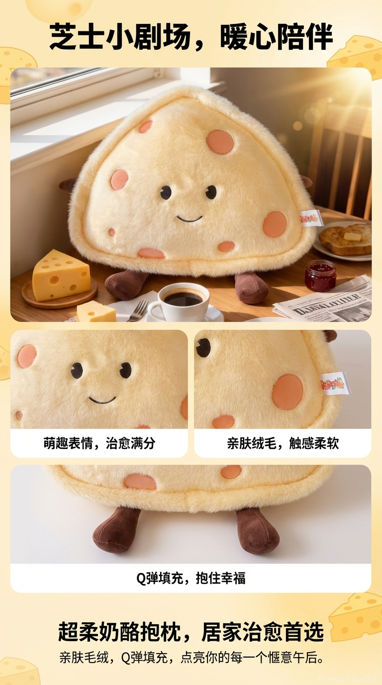 毛绒三角奶酪毛绒公仔娃娃玩偶毛绒玩具可爱玩具详情1