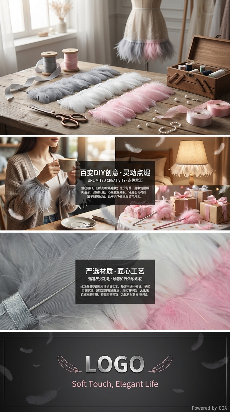 中飘羽毛布条diy彩色羽毛diy饰品灯具服装婚纱装饰材料详情3