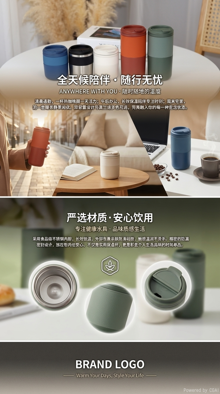 550ML Double Wall Water Flask Custom Vacuum Coffee Hot Cup详情3