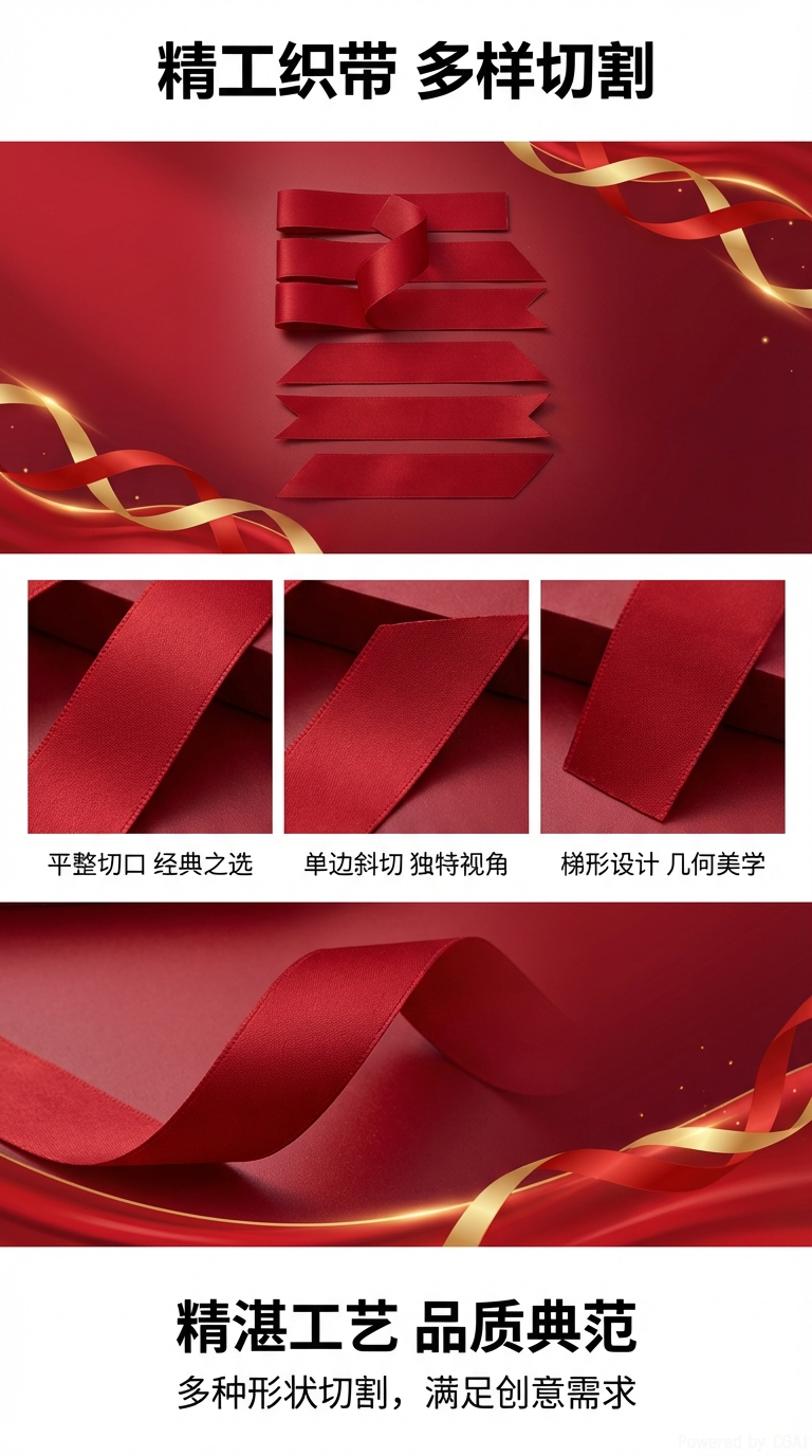 切条定制斜切平切燕尾切丝带涤纶带礼物礼品装饰丝带可定制印刷详情1