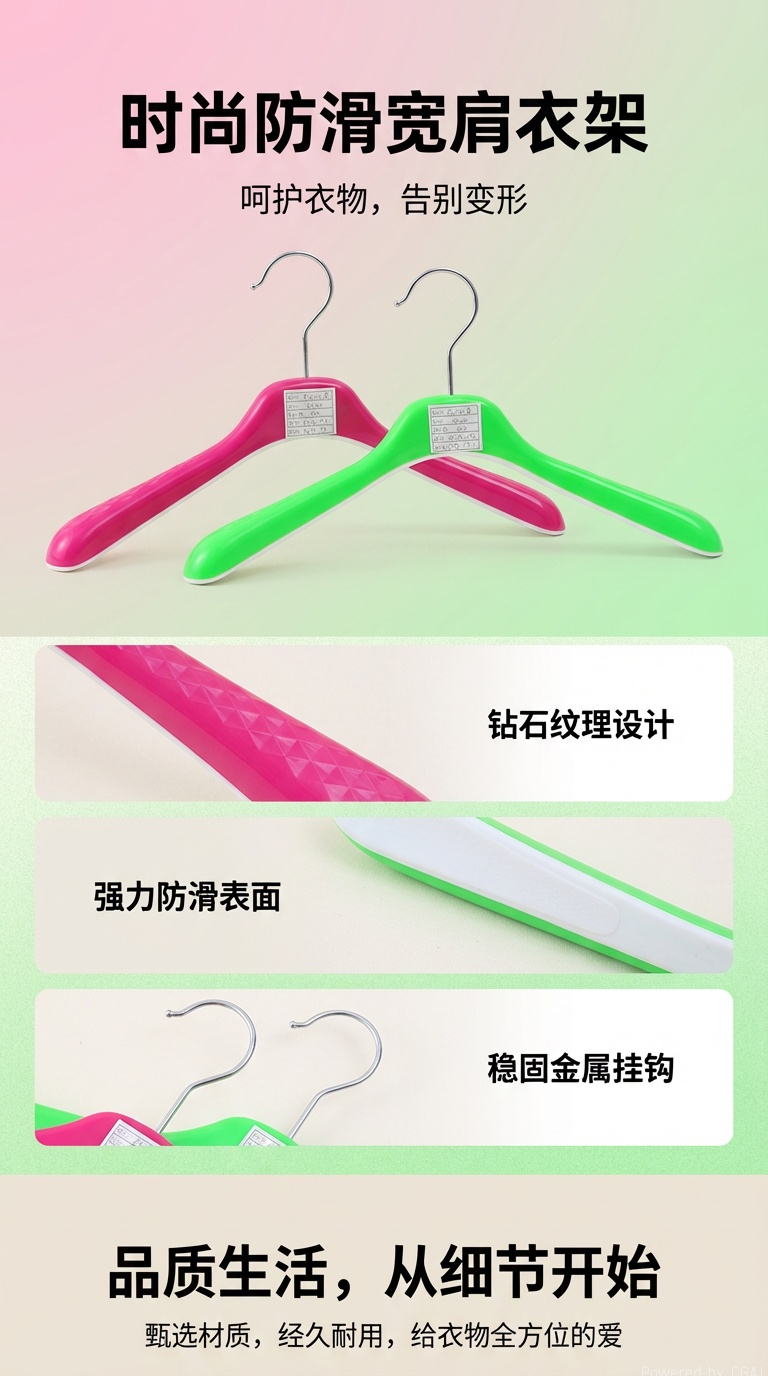 【旭峰】儿童塑料双色衣架童装卖场服装店展示衣挂加厚无痕衣服架详情1