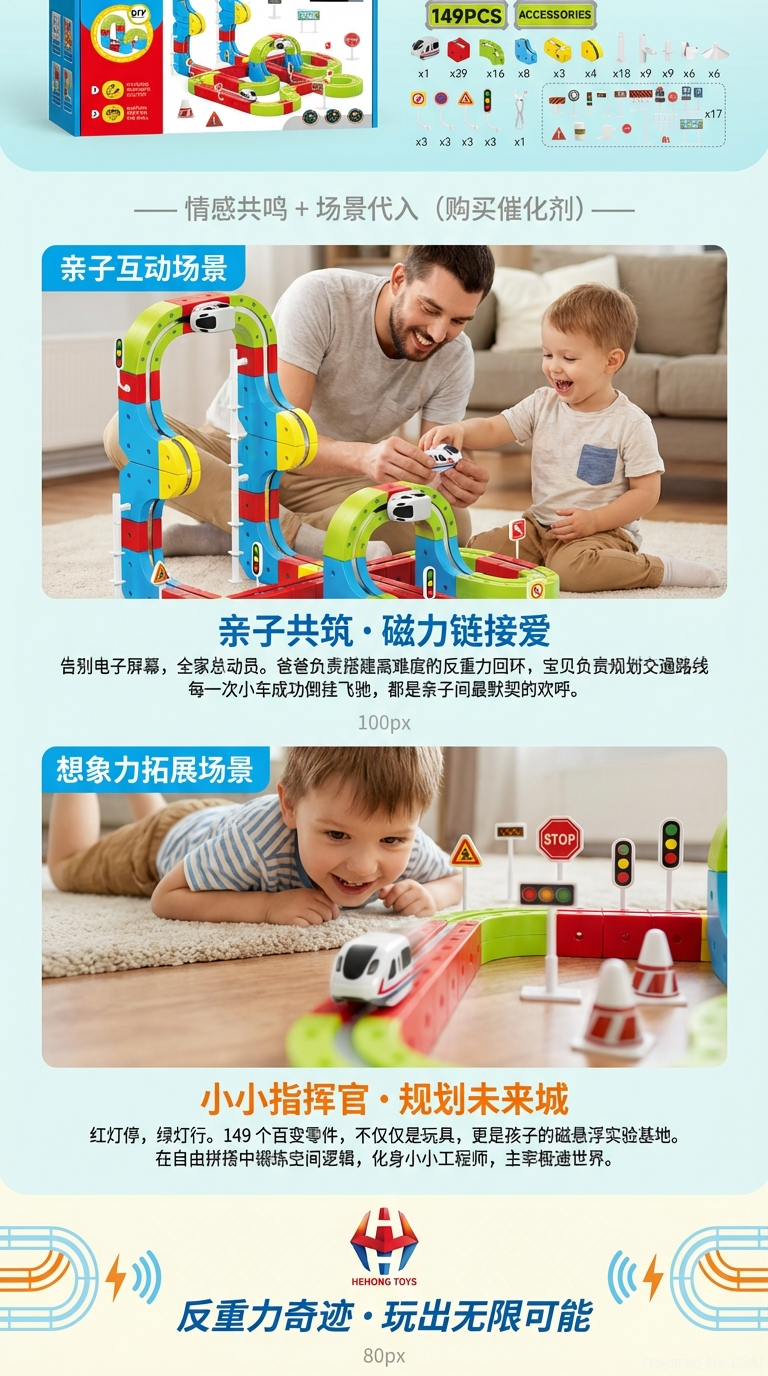 磁力悬浮轨道玩具套装儿童益智磁吸磁力块创意拼装玩具详情3