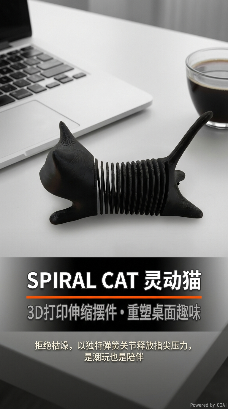 Black 3D printed cat-shaped ornaments, creative craftsmanship, home decoration, pet-shaped display gifts and fine products pic 1