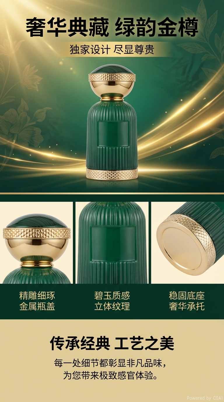 绿色玻璃瓶香薰喷雾瓶玻璃香水瓶金绿色玻璃瓶详情1