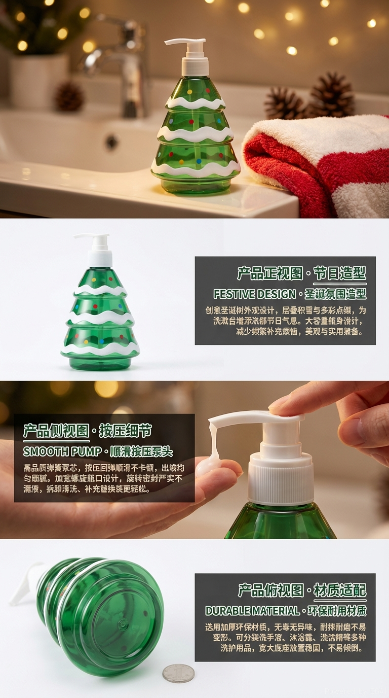 圣诞树造型洗手液瓶详情2