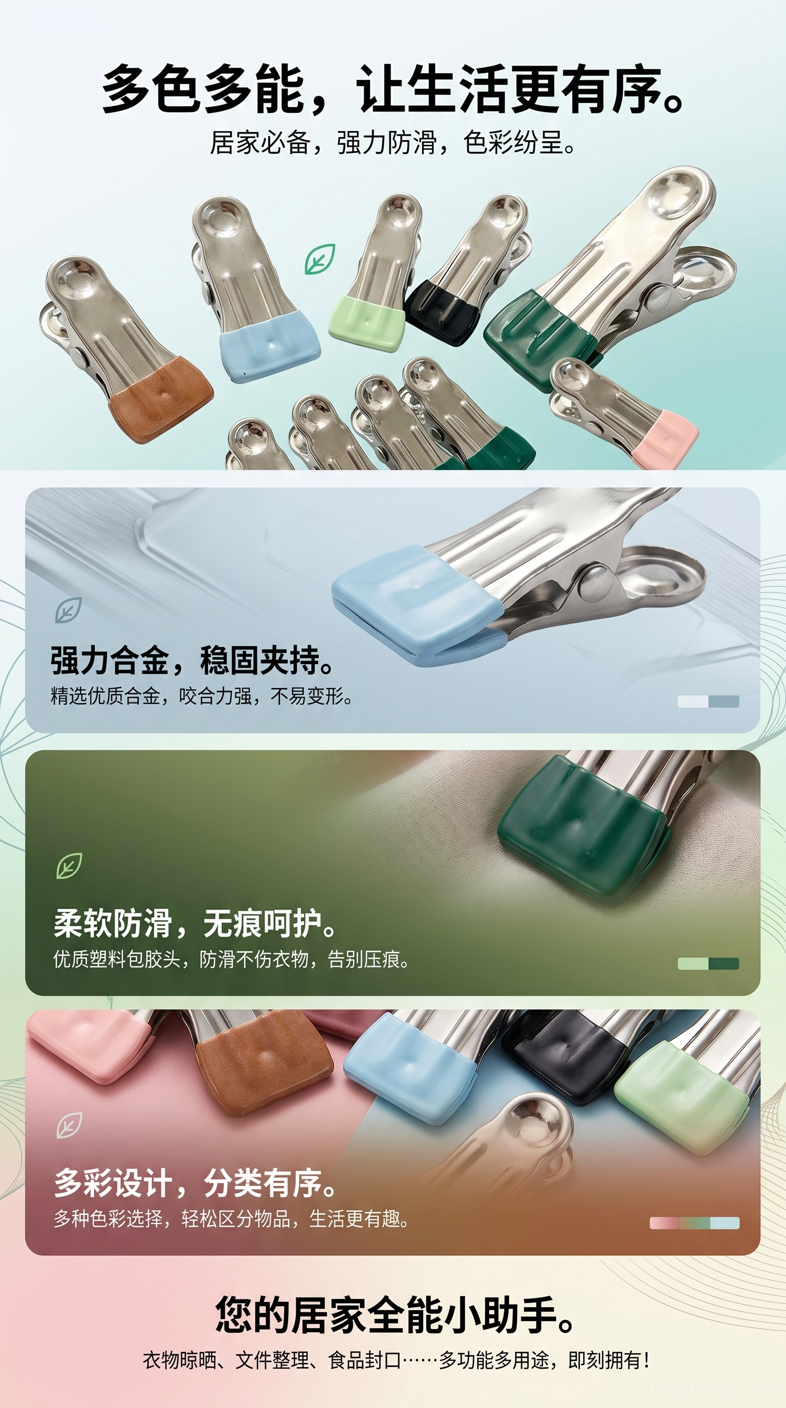 家用夹晾晒金属架夹晒袜多功能无痕防滑宽嘴浸塑夹衣物扁夹详情1